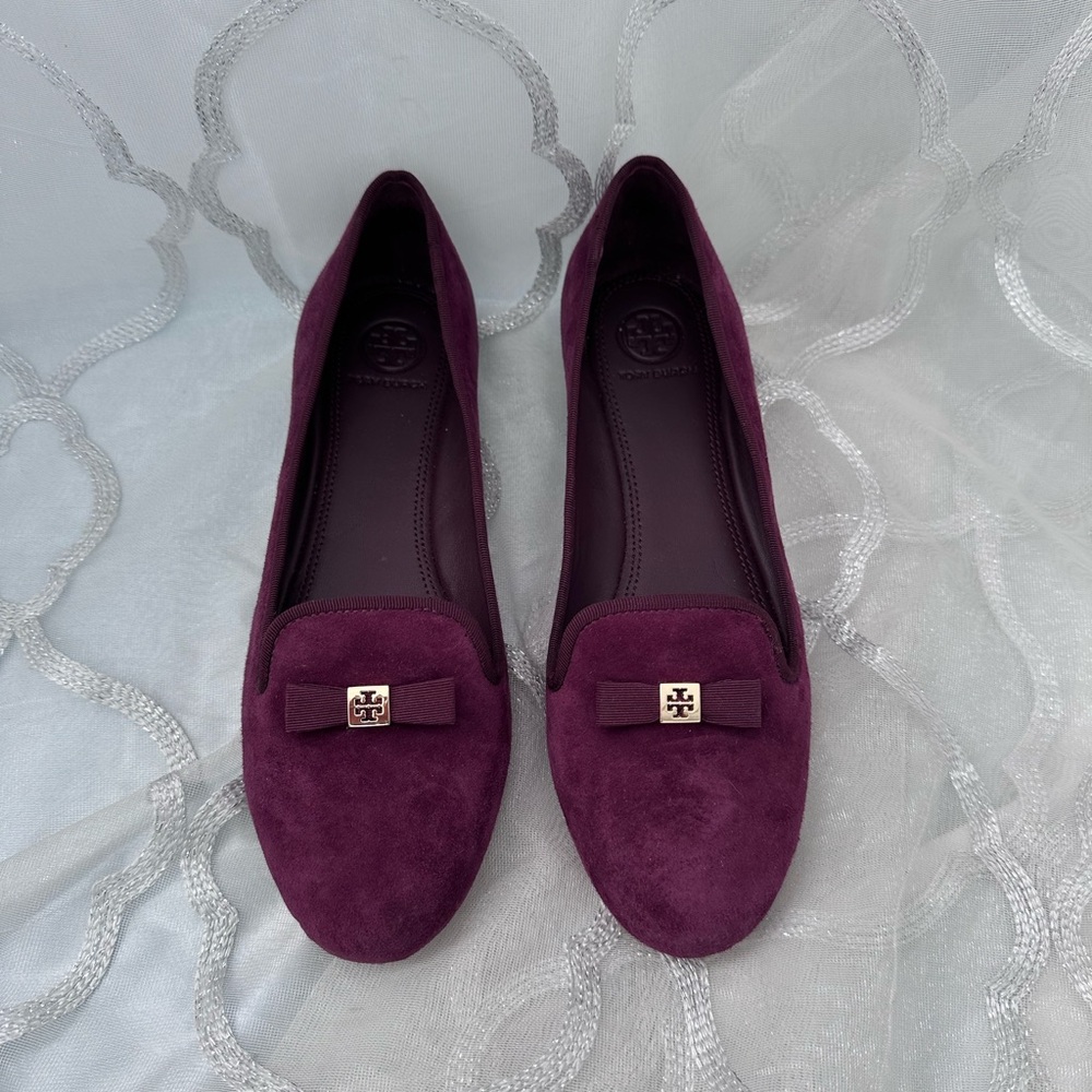 Tory Burch purple loafers